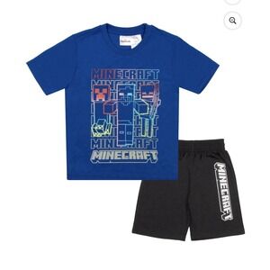 Minecraft Creeper Boys Size 5/6 Short Sleeve T-Shirt & Shorts 2-Piece Gamer